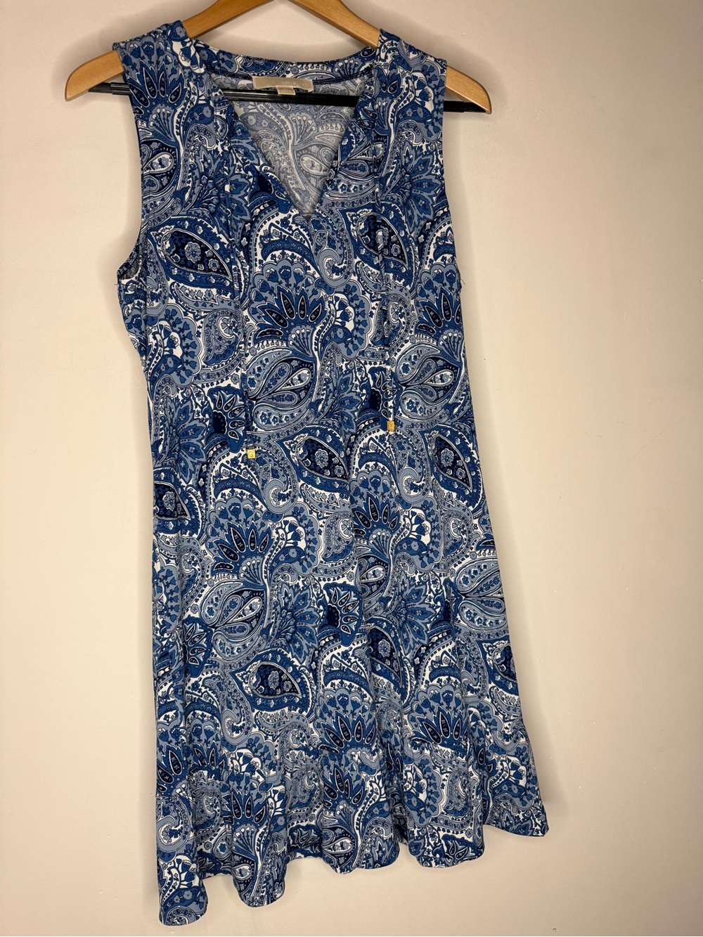 MICHAEL Michael Kors Blue Paisley V-Neck Sleeveless dress size Medium